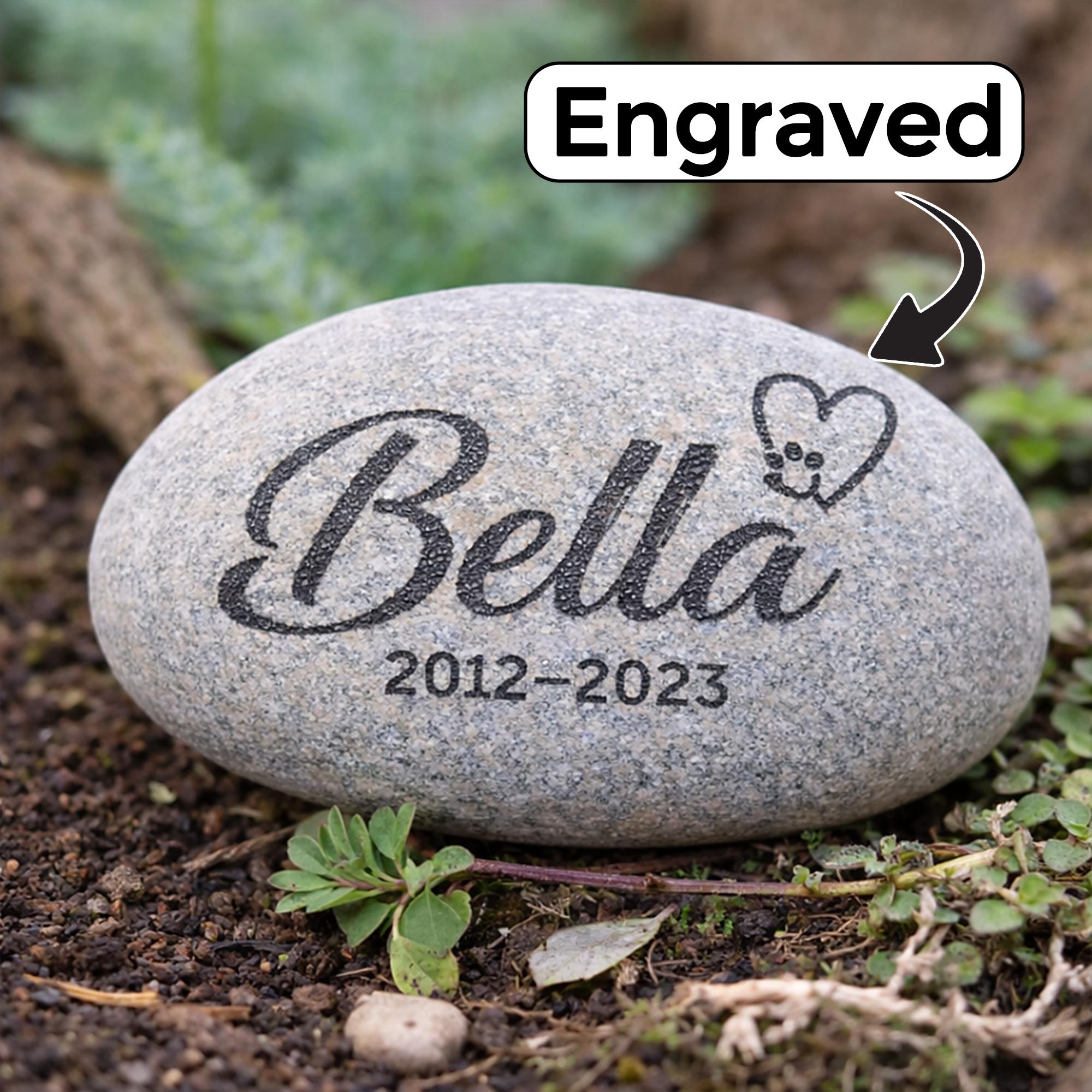 Personalized Pet Memorial Stone, Engraved Dog or Cat Paw Print Pebble ...