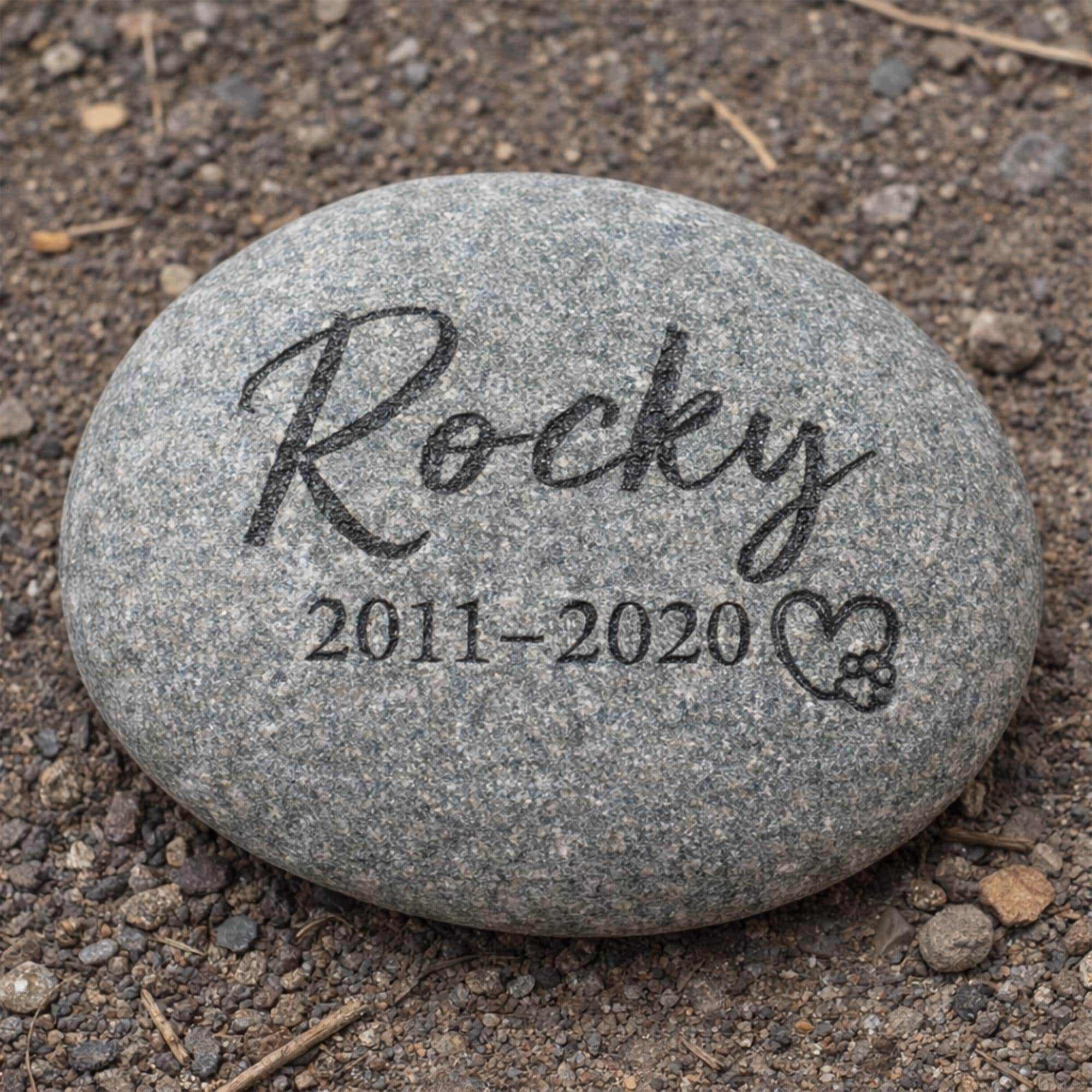 Personalized Pet Memorial Stone, Engraved Dog or Cat Paw Print Pebble ...