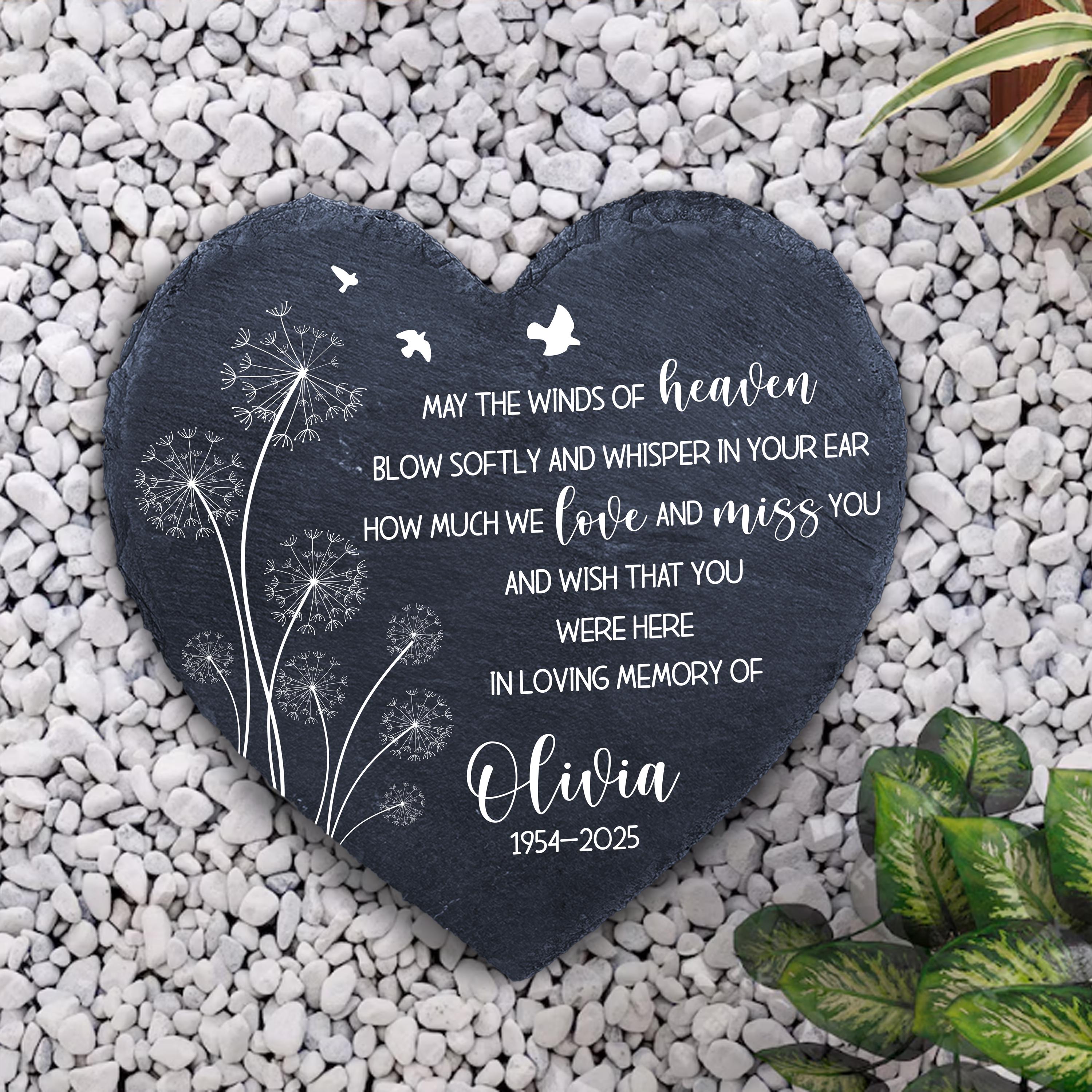 May The May the Winds of Heaven Garden Stone,Beautiful Memorial Stone,Slate Grave Marker,Loss A Loved One,Remembrance Bereavement Stone Gift