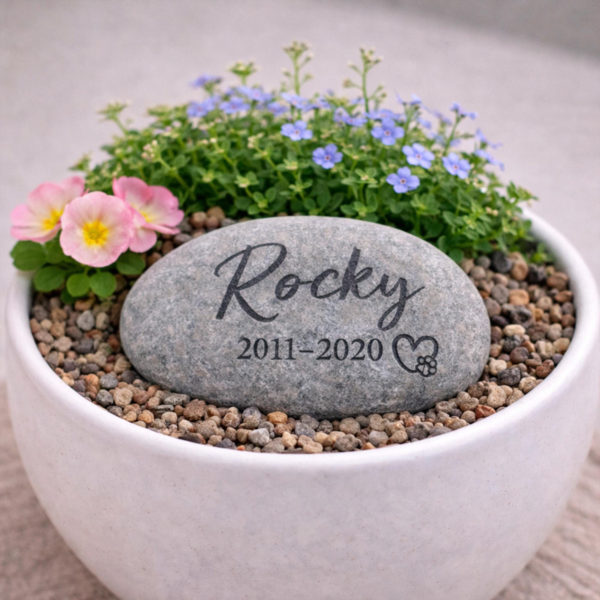 Personalized Pet Memorial Stone, Engraved Dog or Cat Paw Print Pebble ...