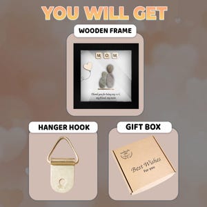 Personalized Mom Pebble Art Frame,Custom Mother Daughter Gift,Mother Children Pebble Gift,uique gift mom sign,fast ship gift for mom bild 2