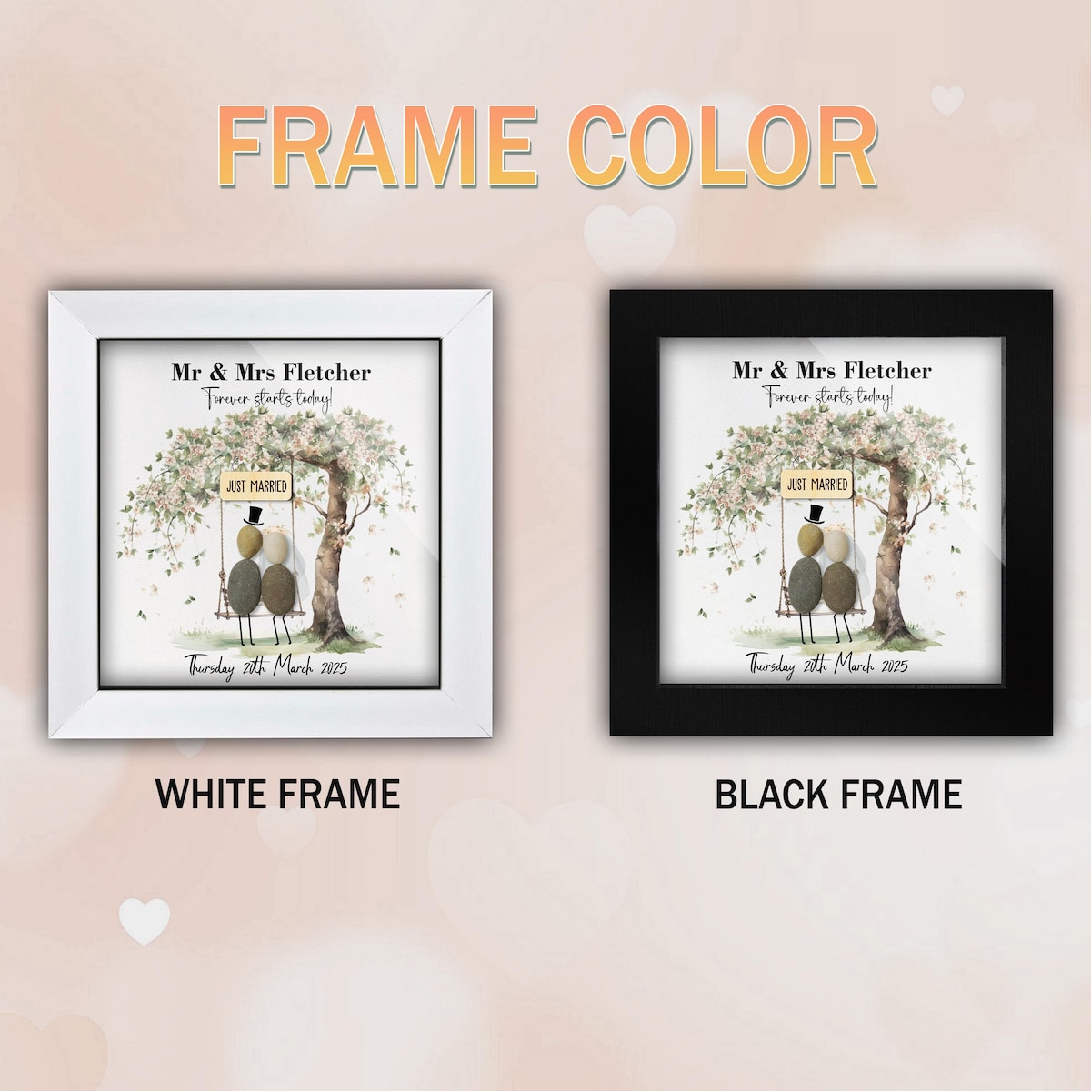 Personalised Wedding Pebble Art Frame, Anniversary Bride and Groom Frame , Framed Mr & Mrs Pebble Art Wedding Gift, on Your Wedding Day Gift - Etsy