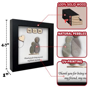 Personalized Mom Pebble Art Frame,Custom Mother Daughter Gift,Mother Children Pebble Gift,uique gift mom sign,fast ship gift for mom bild 3