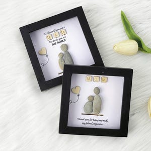 Personalized Mom Pebble Art Frame,Custom Mother Daughter Gift,Mother Children Pebble Gift,uique gift mom sign,fast ship gift for mom bild 7
