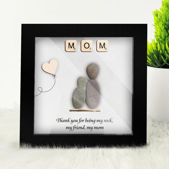 Personalized Mom Pebble Art Frame,Custom Mother Daughter Gift,Mother Children Pebble Gift,uique gift mom sign,fast ship gift for mom