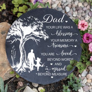 Memorial Stone Sympathy Gift: Loss of Dad Remembrance Plaque