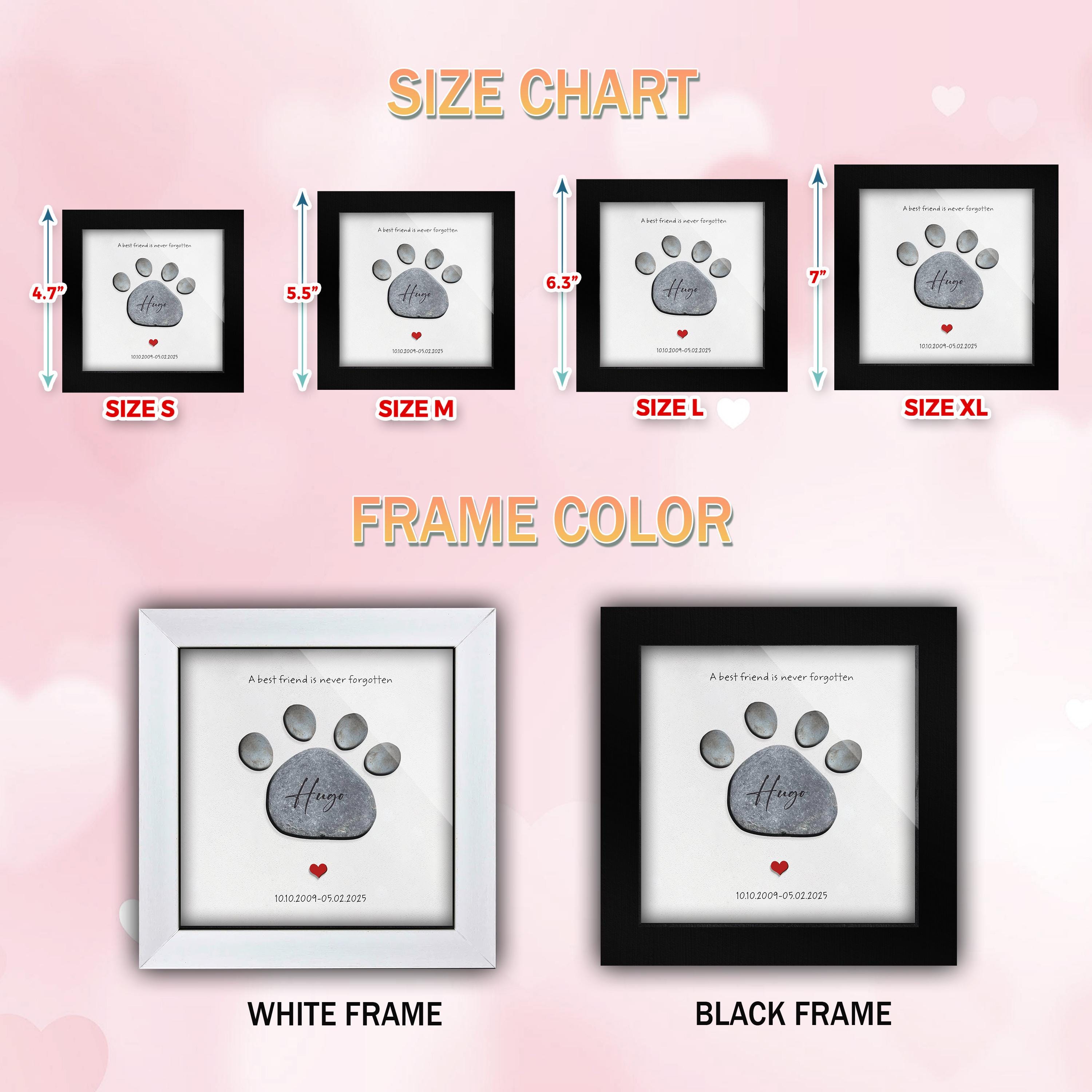 Personalized Pet Memorial Frame: Paw Print Stone Art, Loss of Dog/cat ...
