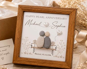 Personalised 30th Wedding Anniversary Gift, Pearl pebble Anniversary Present, married 1996 wedding anniversary, gift for him her, mum,dad