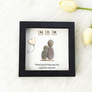 Personalized Mom Pebble Art Frame,Custom Mother Daughter Gift,Mother Children Pebble Gift,uique gift mom sign,fast ship gift for mom bild 5