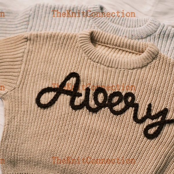 Personalisierte Baby Pullover: Personalisierter Name, gesticktes Design, Neugeborene Mädchen nach Hause kommen Outfit, gestricktes Geschenk für Babys