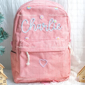Sacs à dos personnalisés en velours côtelé : sacs d'école faits main avec broderie personnalisée pour enfants et tout-petits