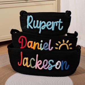 Personalisierter Seil-Babykorb - benutzerdefinierte Spielzeug-Organizer, Babyparty oder Neugeborenen Geschenk, Kinderzimmer Aufbewahrungsbox