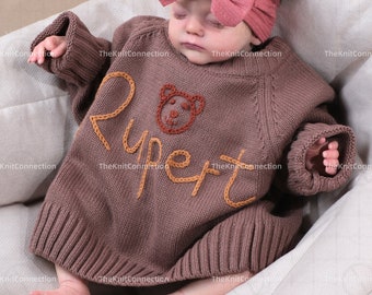 Personalized Baby Sweater: Embroidered Name and Design, Ideal Newborn Girl Coming Home Outfit