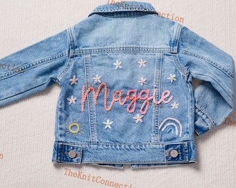 Encantadora chaqueta de mezclilla personalizada para bebés y niños pequeños - Chaqueta Jean con nombre personalizado - Regalo ideal para baby showers o cumpleaños