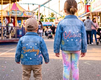Personalized Baby Denim Jacket: Custom Embroidered Name Jean Jacket,  Newborn Gift