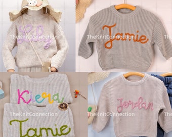 Customized Hand-Embroidered Baby Sweater with Name - Pink Sweater for Baby Girls - Personalized Birthday Gift