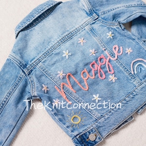 Jaqueta jeans infantil personalizada – Jaqueta com nome e letra personalizada para meninos e meninas, presente de aniversário ideal