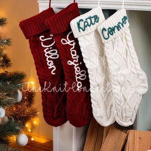 Custom Family Christmas Stockings, Personalized Knit Stockings, Monogrammed Holiday Stocking, Festive Home Decor Gift