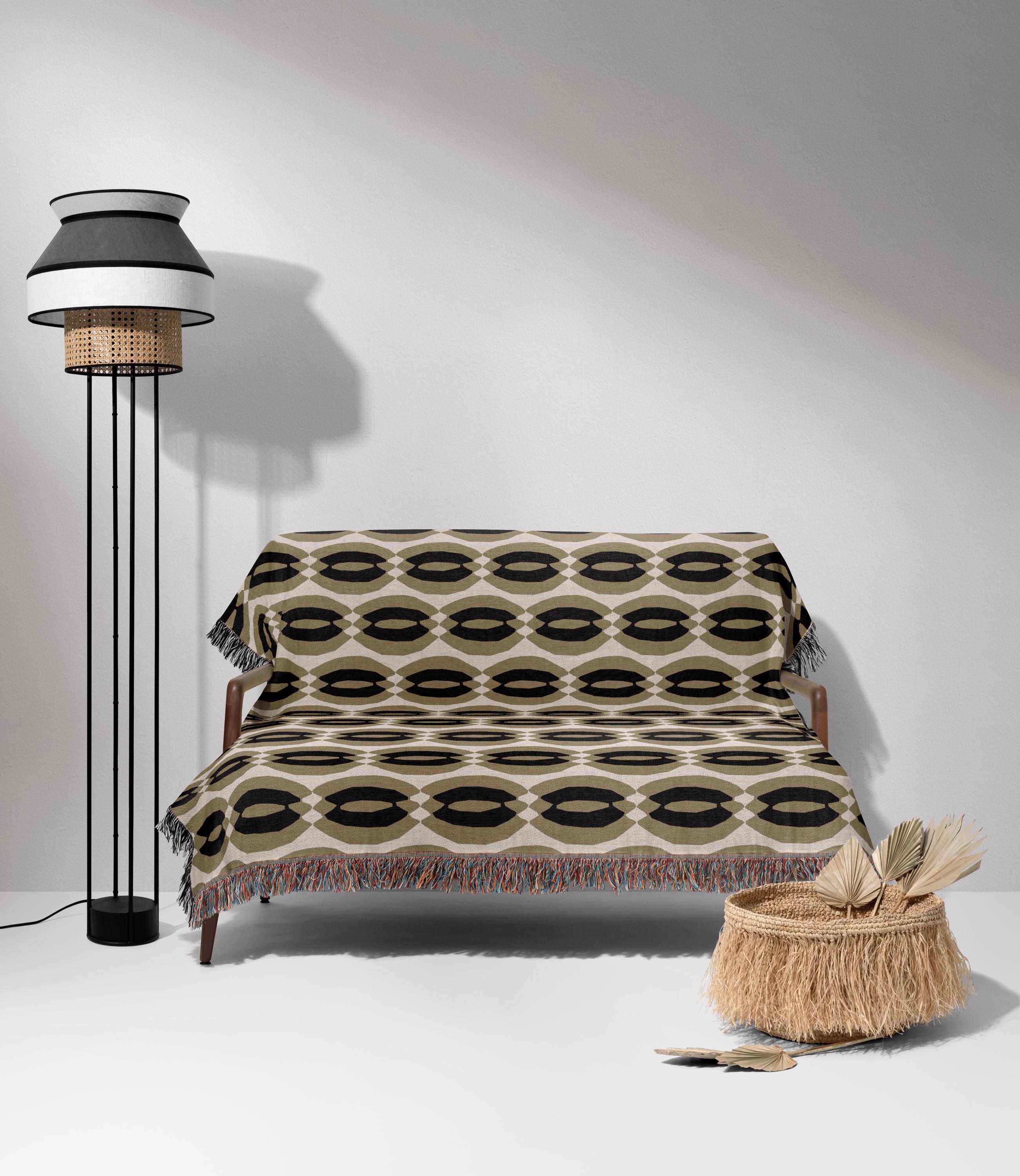 Khaki Retro Harmony Woven Throw Blanket