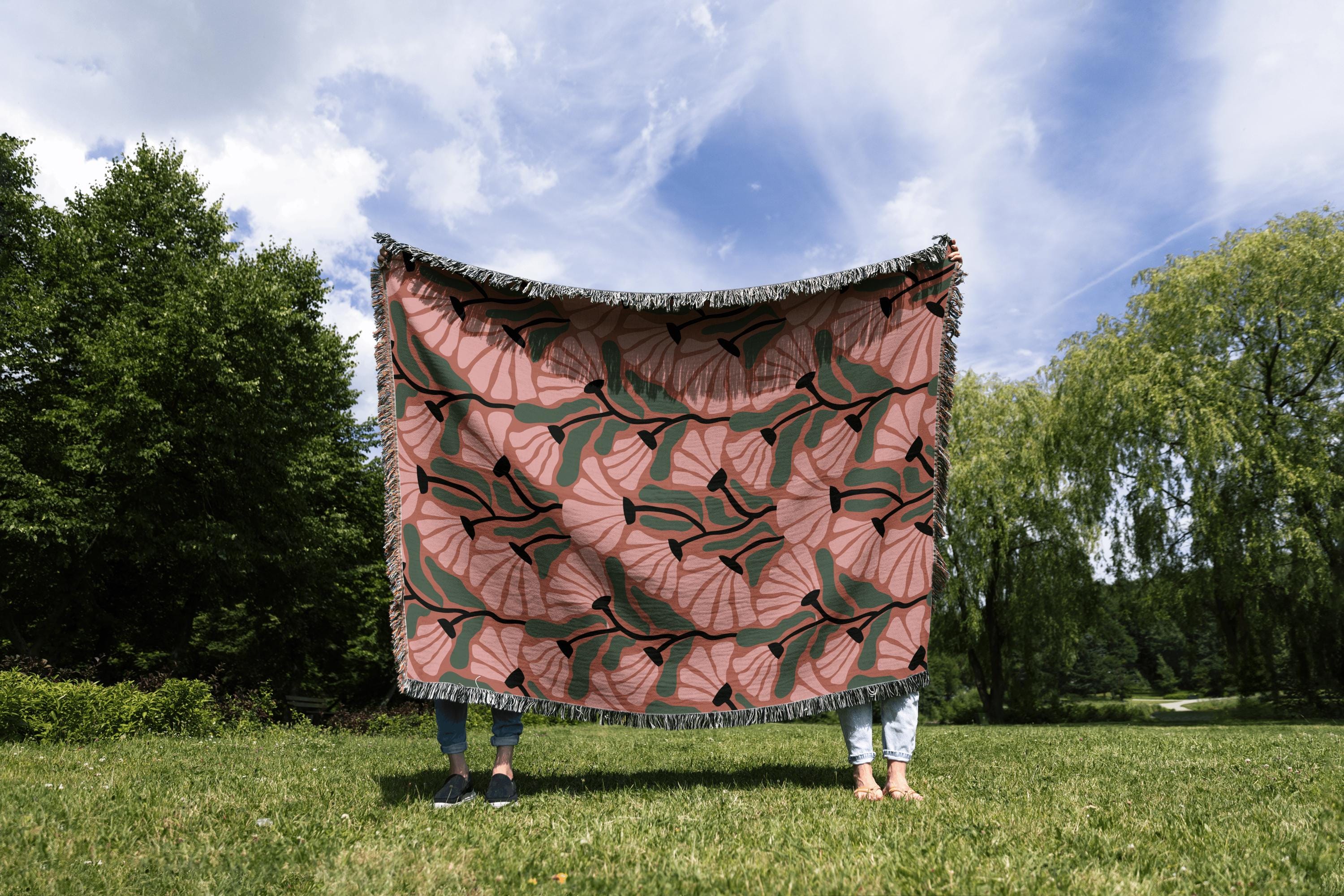 Verdant Whisper Woven Throw Blanket