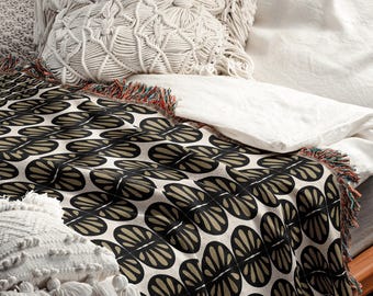 Coperta intrecciata moderna in stile folk color cachi