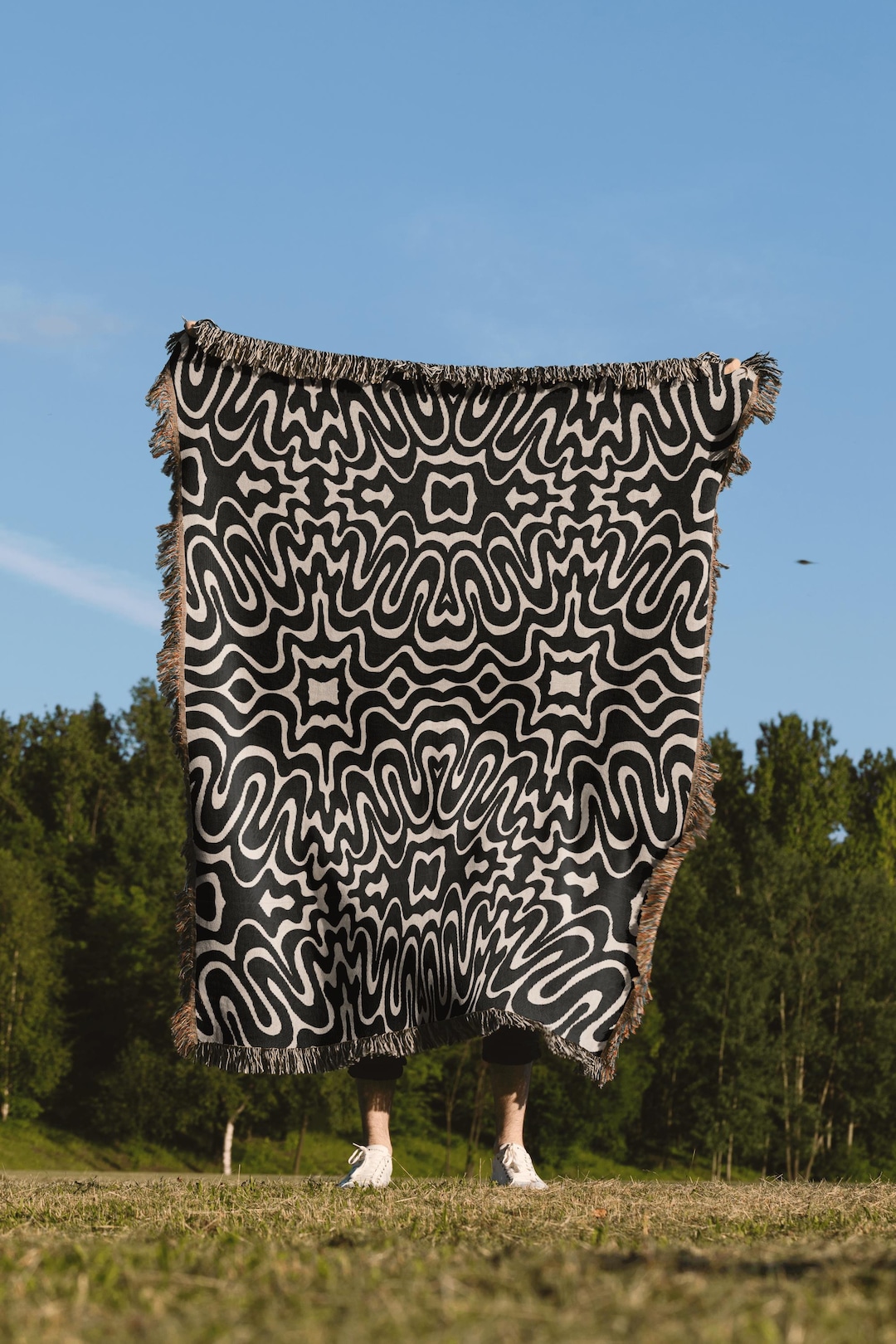 Psychedelic Colorful Print Pattern Hooded Blanket