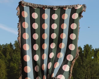 Colorful Modern Striped Geometric Woven Cotton Throw Blankets