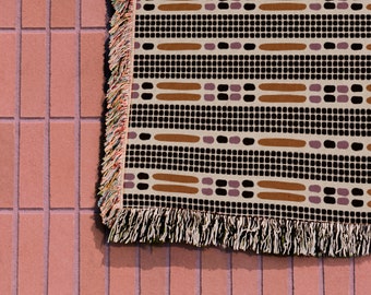 Boho Gepunktete Streifen Gewebte Baumwolldecken