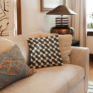 Checkered Op-Art Woven Pillow