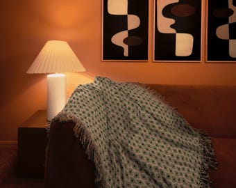 Soft Green Diamond Cotton Blanket