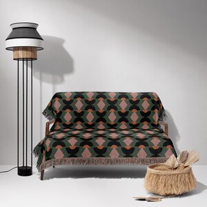 Vintageinspirerad geometrisk bomullsfilt