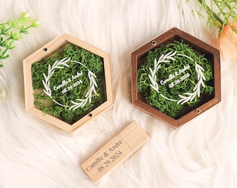Personalized hexagonal usb Box and wooden USB 3.0 Flash Drive,Wedding USB box with USB stick 3.0