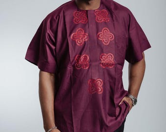 Njarka - Stoned African Inspired Tunic (Burgundy)