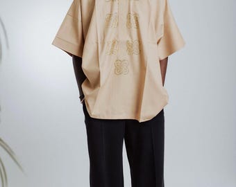 Ngoni - Stoned African Inspired Tunic (Beige)