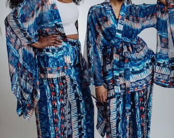 Orutu – Chiffon Kimono & Silk Pants Set