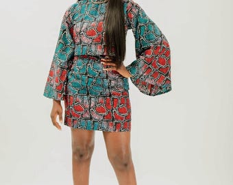 Coupé-décalé  -  African print Crop top & Skirt set