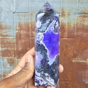 Purple Moss Agate Tower (dye added)