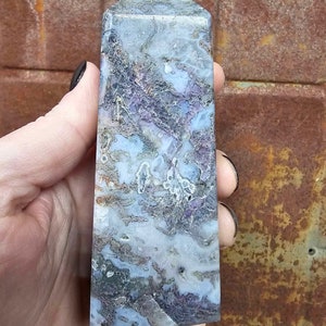 Purple Moss Agate Tower (Dye Added)