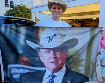 Wild Cowboy Trump Flag