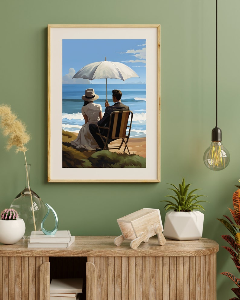Vintage Beach Romance Wall Art, Art Print, Printable Wall Art, Instant