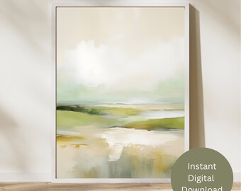 Abstract Sage Green Irish Moor Painting Wall Art, stampa d'arte, arte murale stampabile, decorazione murale, download digitale istantaneo, moderno, scozzese