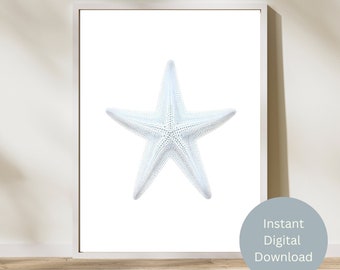 Starfish Minimalist Beach Ocean Coastal Wall Art, art print, printable wall art, instant digital download, boho, neutral colors, pastel