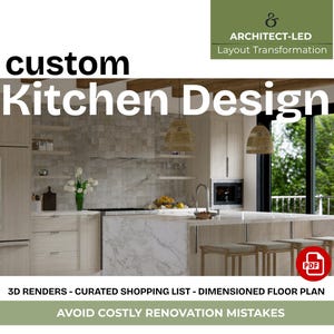 Custom Kitchen Design & Space Planning | Floor Plan, 3D Layout Renders (Digital Download)