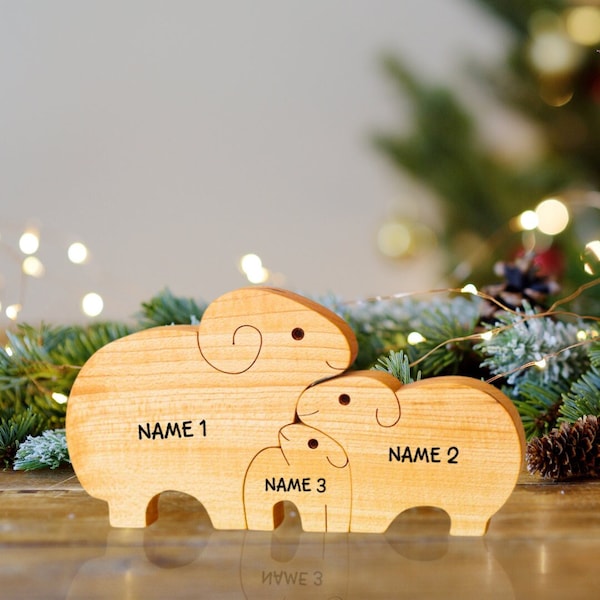 Custom Wooden Goat Puzzle, Goat Family Puzzle, Engraved Family Name Puzzle, Wooden Animal Puzzle, Handmade Puzzle, Wooden Toy, Family Gifts
