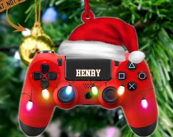 Personalized Gaming Hand Play Christmas Ornament, Gaming Flat Ornament Hanger, Flat 2D Ornament, Video Game Ornament Christmas Gifts