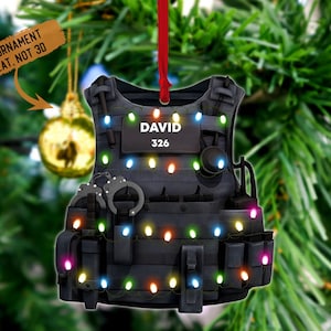 Personalized Police Bulletproof Vest Christmas Ornament, Bulletproof Jacket Flat Ornament Hanger, Police Uniform Flat Ornament 2D
