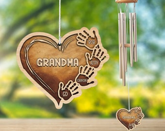 Grandma Nana Wind Chimes, Custom Family Birth Florals Wind Chime, Grandma Gift For Mothers Day, Nana Wind chime, Garden Wind Chimes