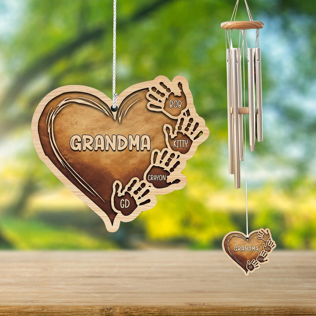 Grandma Nana Wind Chimes, Custom Family Birth Florals Wind Chime
