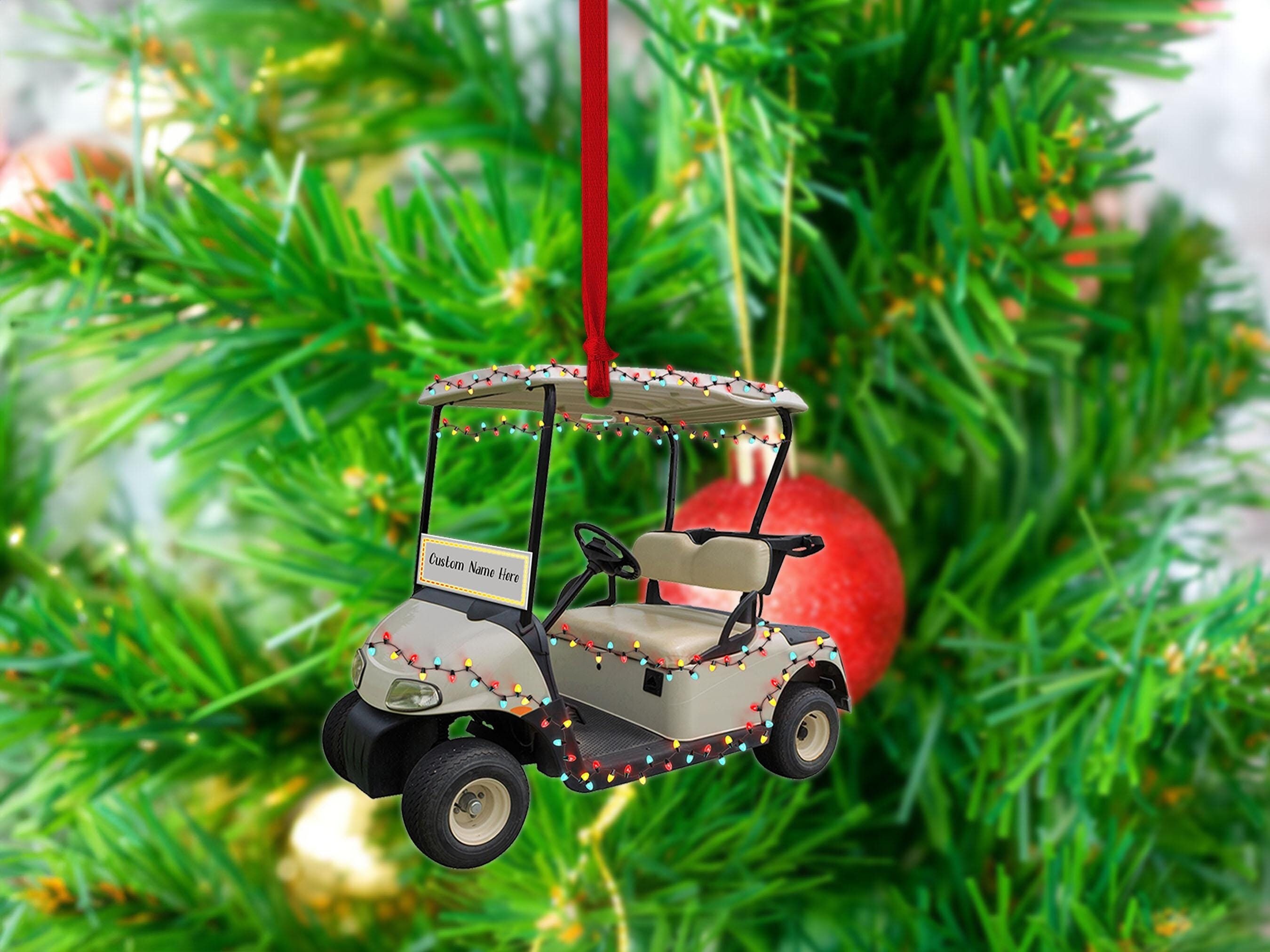Personalized Golf Cart Christmas Ornaments, Golf Cart Flat 2D Ornament, Golf Ornaments for Christmas Tree Car Hanging, Gift for Golf Lovers