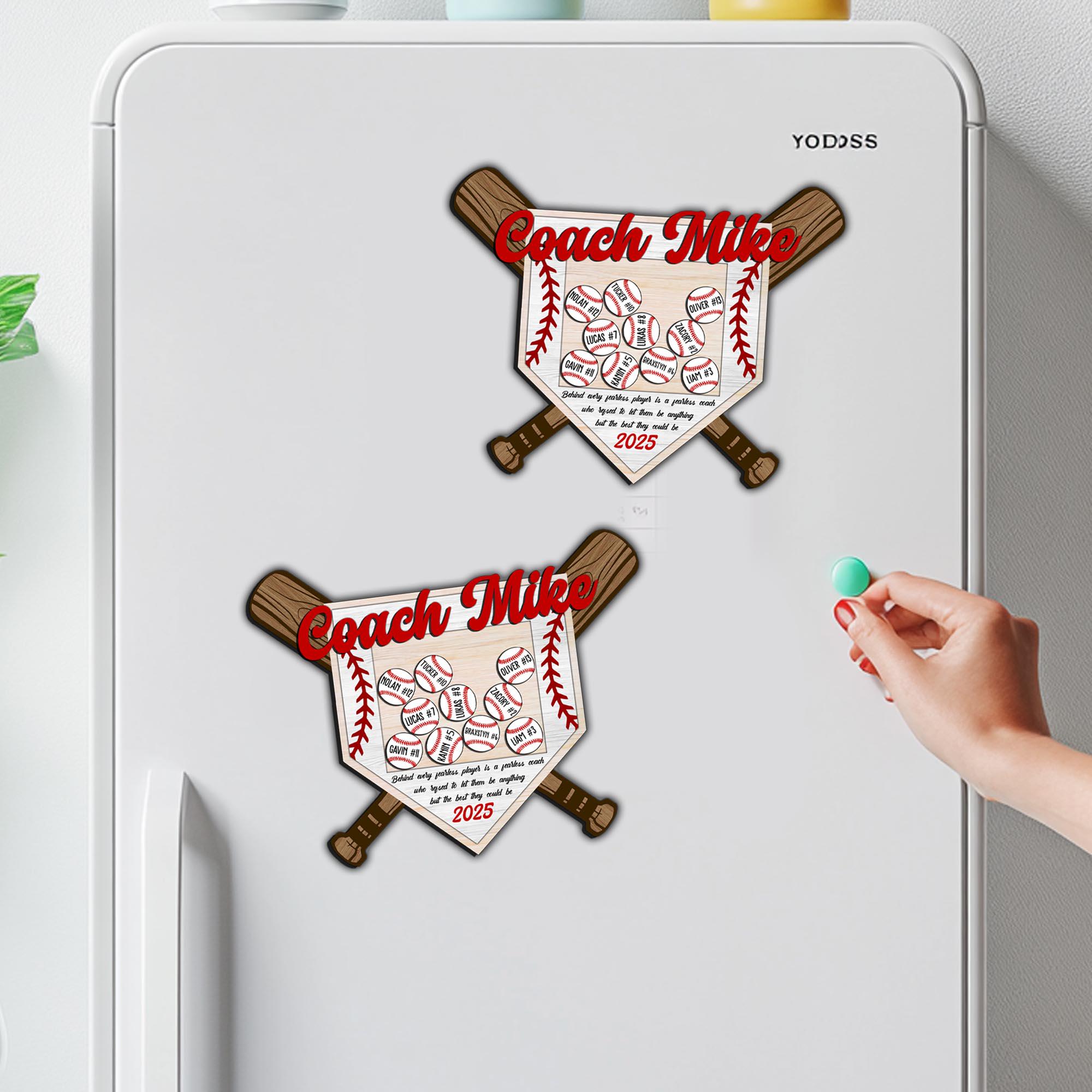 Custom Coach Baseball Magnet – Personalized Team Gift With Player Names ...